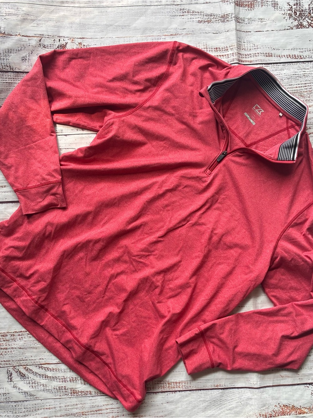 Cutter & Buck Men’s Quarter-Zip Pullover with Striped Collar - Size Large